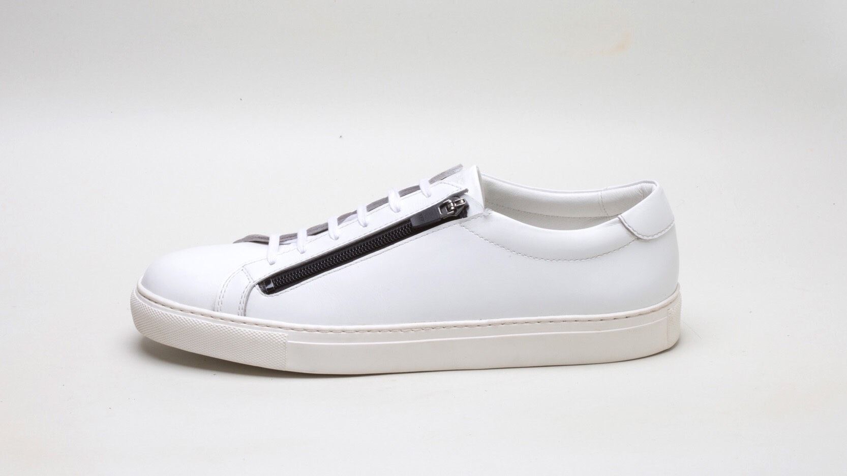 white zip sneakers