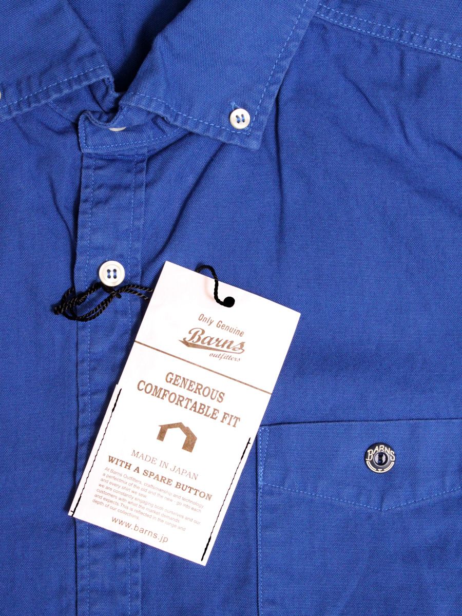 Barns Outfitters Br 4965 Little Collar Long Sleeve Oxford Button Down Shirts Blue Momotaro Jeans