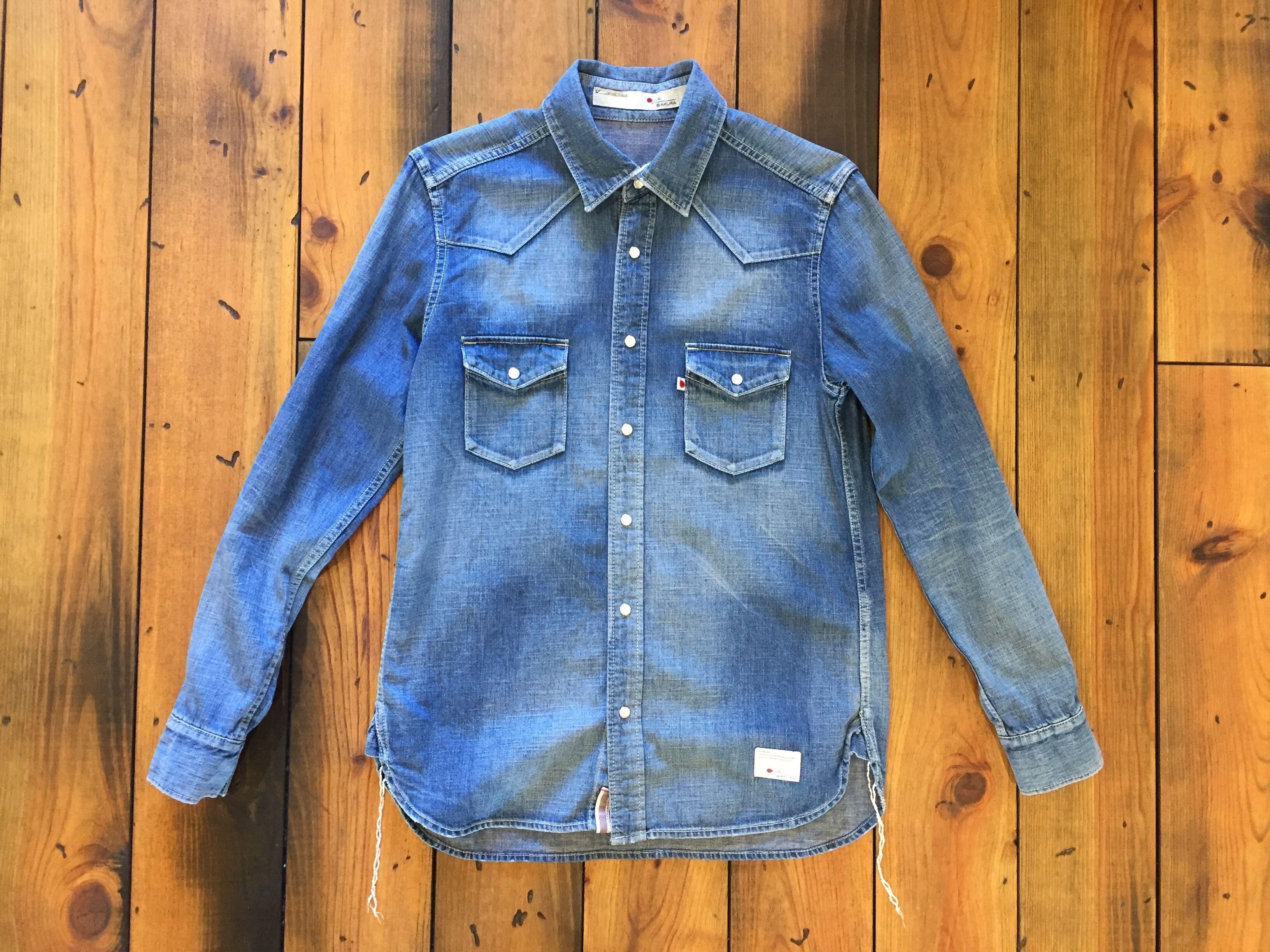 BS-SH08 8OZ DENIM SHIRT (DISTRESSED) [L 