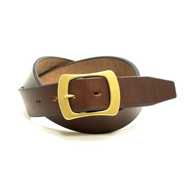 EGB40014AB UK saddle leather 40mm width Garrison genuine leather men's belt  gold