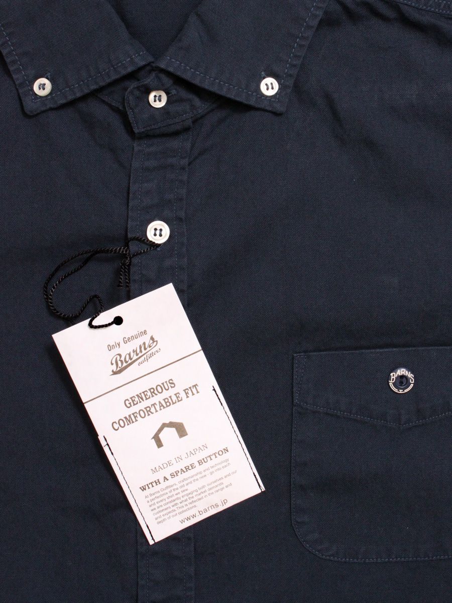 Barns Outfitters Br 4965 Little Collar Long Sleeve Oxford Button Down Shirts Navy Momotaro Jeans