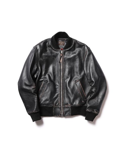 M-19373 COW LEATHER VINTAGE PROCESSED MA-1 JACKET(BLACK) - Jackets